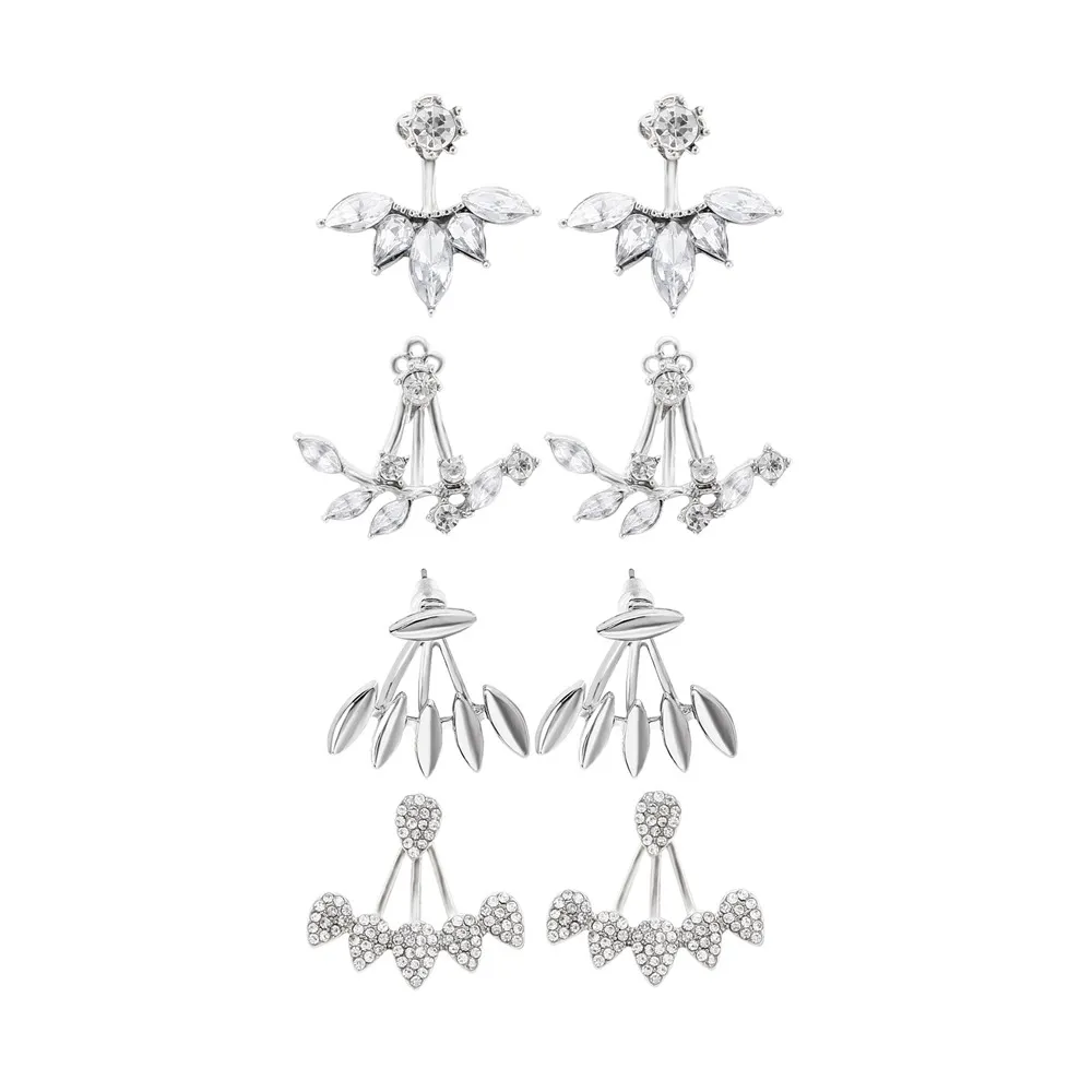 4 paires de boucles d'oreilles fleur de lotus pour femmes veste d'oreille goutte d'eau pour femmes bijoux simples