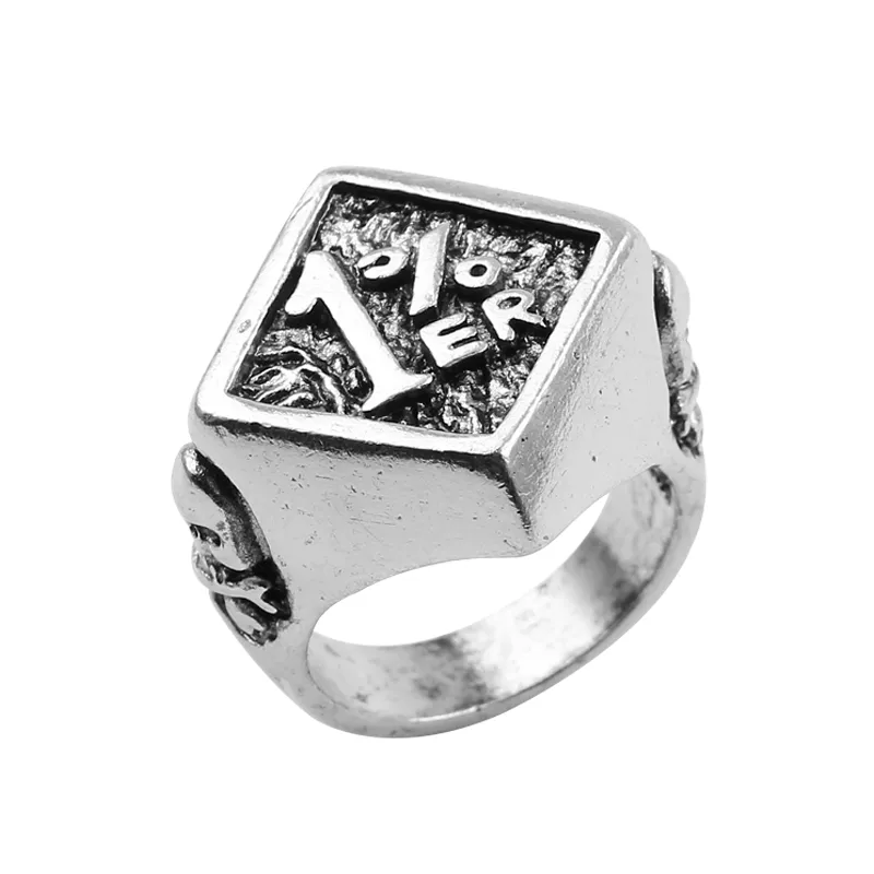 Vintage Punk 1% ER Motorrad Biker Ringe Ein Prozent Skeleton Silber Farbe Ring Herren Finger anillos Schmuck Drop Shipping