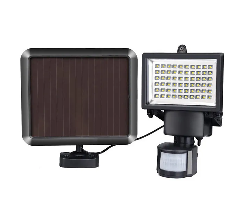 60LEDS 100leds Solar LED à lampe d'inondation Reflector Lights Outdoor Moigle étanche du capteur de capteur avec trois cadrans de commande Lux Sens Temps