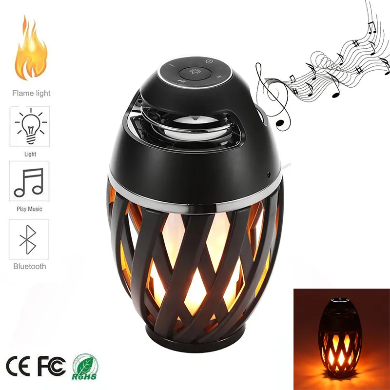Nouveau Led Flame Lights avec Bluetooth Haut-Parleur Extérieur Portable Led Flamme Atmosphère Lampe Stéréo Haut-Parleur Son Étanche Danse Partie
