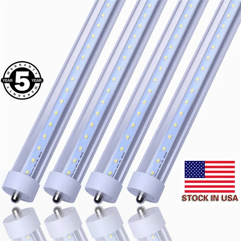 8ft FA8 single pin T8 LED lampadine a tubo SMD2835 fluorescente 2.4M 8ft 192leds 45W bianco freddo AC85-265V Stock negli Stati Uniti