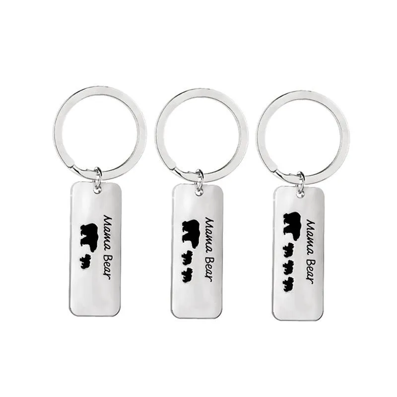 새로운 도착 문자 키 체인 열쇠 고리 펜던트 "엄마 곰"키는 패션 보석 합금 키 체인 도매 가격 반지