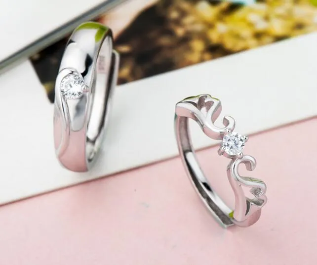 His & Her Love Heart Silver Couple Matching Rings ❤️ – Jewllery Design