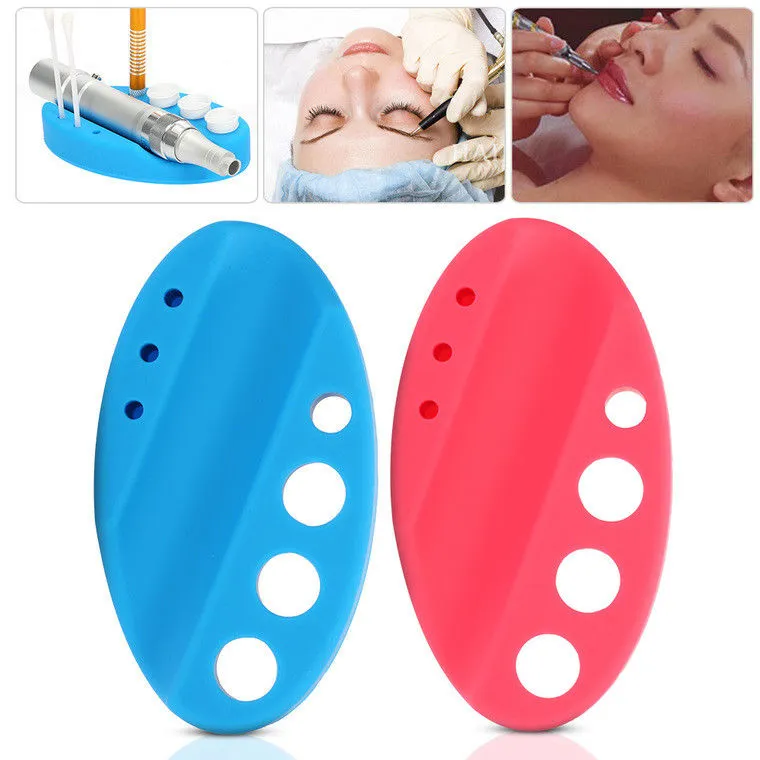 3pcs Oval Silicone Tattoo Permanent Makeup Microblading Pigment Cup Cap Stand Ink Holder Tattoo Pen Cotton Swab Holder for Permanent Art