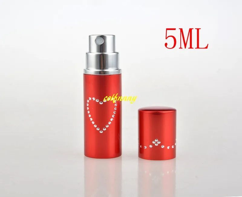 10 stks / partij 5ml Draagbare parfumspuitfles Point Drill Love lege parfumfles make-up container spuitflessen