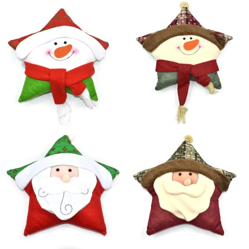 Happy New Year Gift Christmas Santa Claus Pillow Home star shape Car Home Decor Bed Decorative pillows