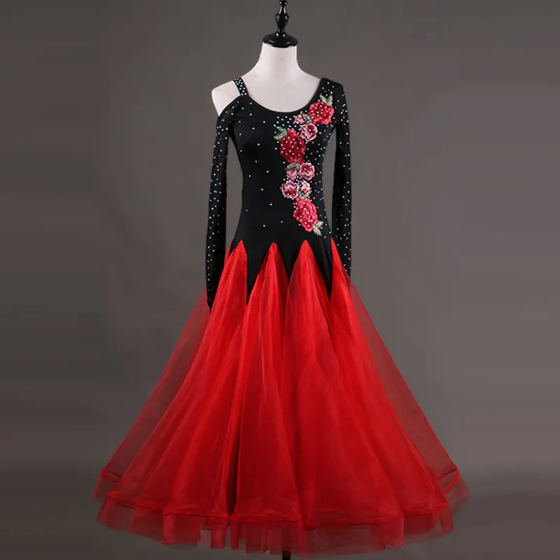 2019 yeni Balo Salonu Yarışması Dans Elbise Kaka Dans Elbise Flamenko Latin Dans Caz Kadınlar Için Kırmızı Kadınlar Için Giyim Rekabet Giymek Giymek