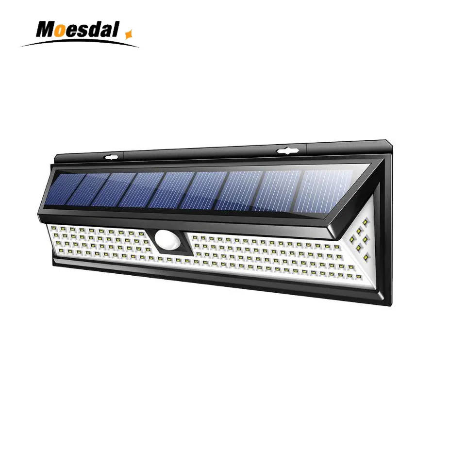 Moesidal 118 LED 1000LM Wodoodporny PIR Czujnik ruchu Słoneczny Ogród Światła Outdoor Lampa słoneczna 3 Tryby Bezpieczeństwo Basen Drzwi Oświetlenie słoneczne Oświetlenie