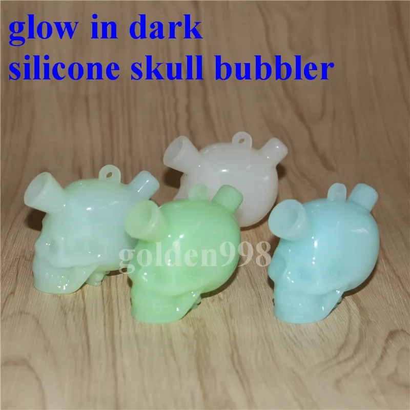 Glöd i mörk silikonbubblor Mini Travel Silikon Bongs Vattenrör Glas Bubbler Silikon Blunt Water Bong Wholesale av DHL