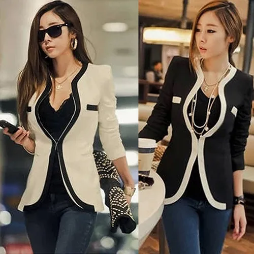 Kvinnors kostymer blazrar Ny ankomst Kvinnor Fashion Business Coat Slim Fit Suit Blazer Pockets långärmad topp