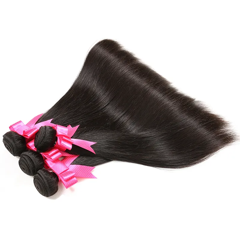 Straight Hair 8-30 Inch Brazilian Malaysian Peruvian Virgin Human Hair Weave Bundles Extension Quality Natural Color290i