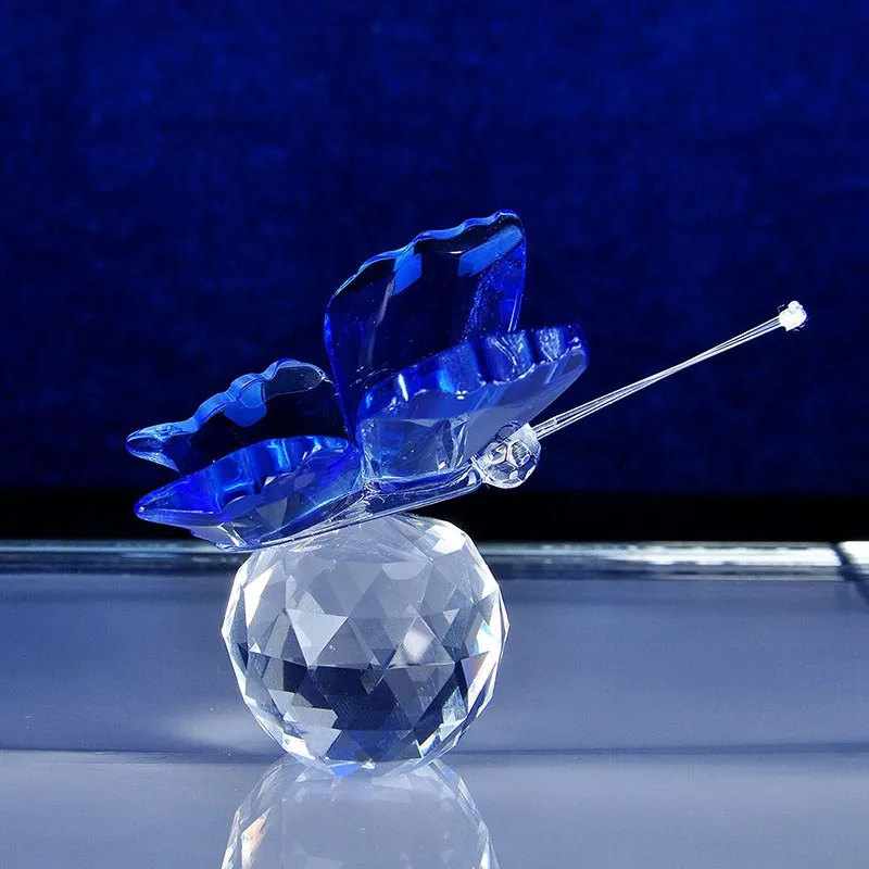 Crystal Glass Marmeren Vlinder Standbeeld Feng Shui Desk Cadeau Sieraden Kerst Glas Meubels Woondecoratie Ambachten