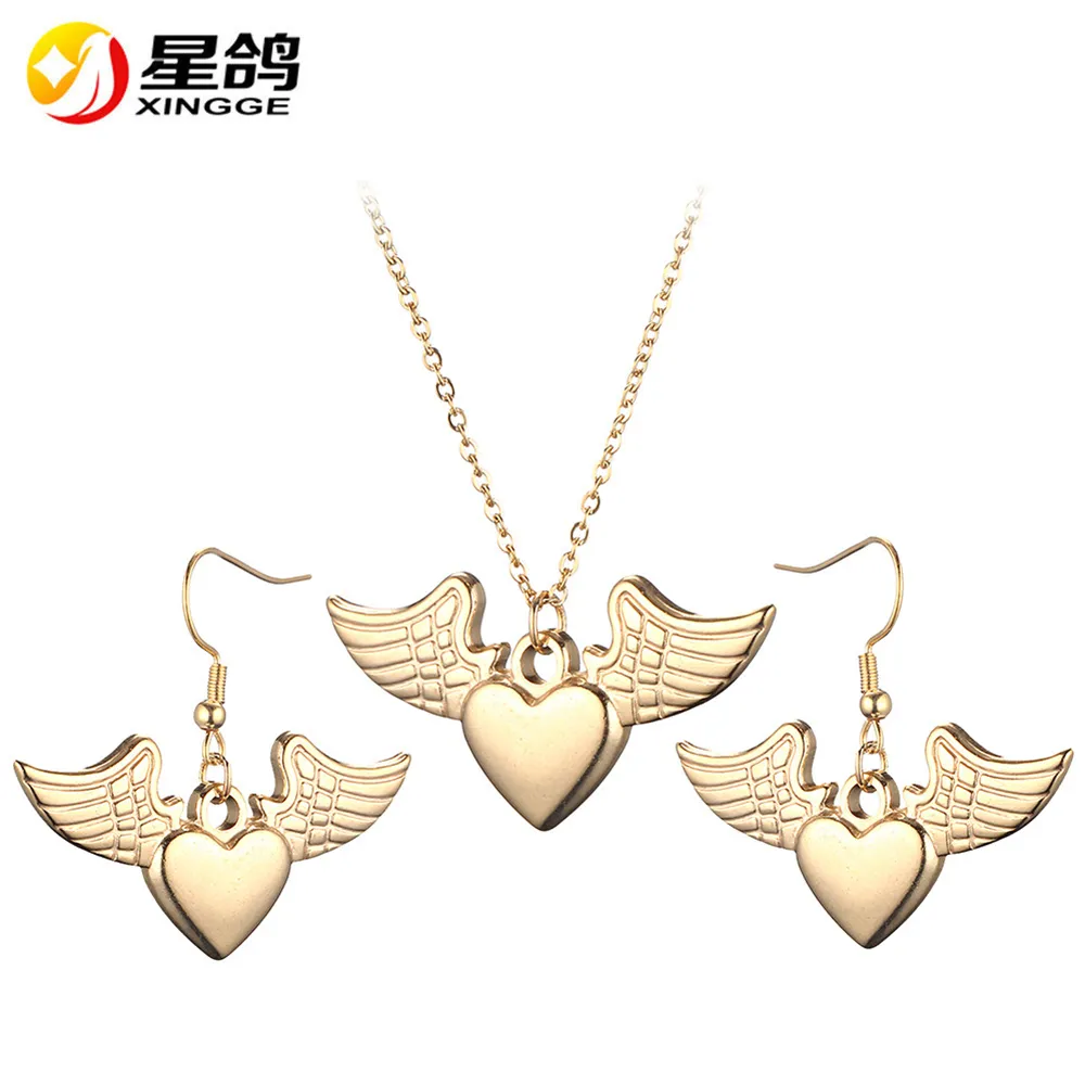 Fashion Heart Jewelry Sets Beautiful Valentine Party stainless steel Choker Necklaces Earrings Sets for women Stainless Steel