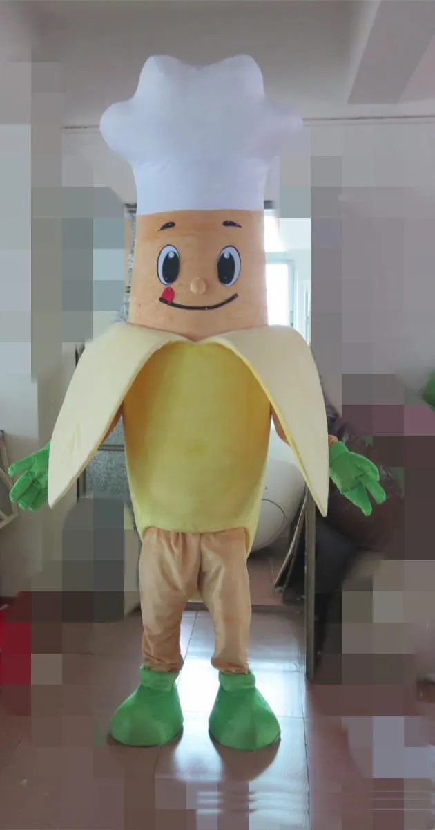 2018 Högkvalitativ Hot Fruit Banana Chef Mascot Kostym Härlig Pig Mascot Kostym
