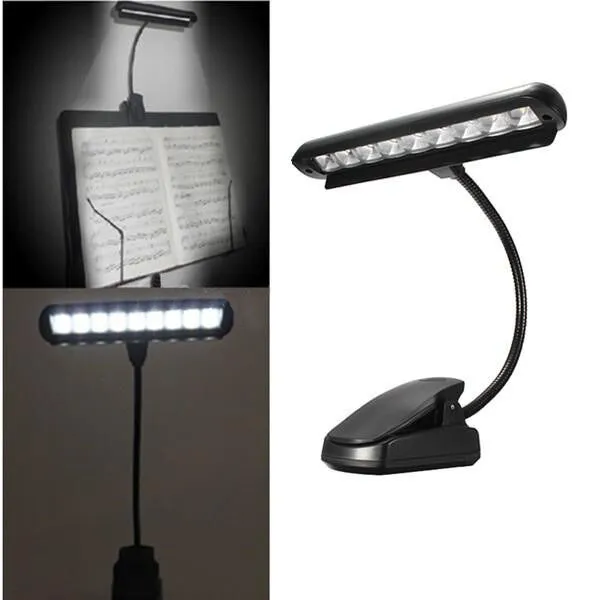 LED Gadget New Flexible 9 LEDs Mighty Bright clip-on Orchestra piano music stand LED light Table Reading lamp High Quality FAST SHIP