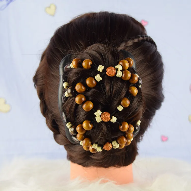 HOT NEW Mixed Different Styles Magic Butterfly Wood/wooden Beads Double Magic Fashion Women Hair Clip /Comb Epacket Free