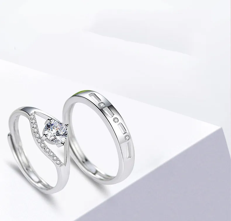 패션 고품질 스테인레스 스틸 반지, 925 실버 커플 반지, 남성과 여성 실버 결혼 약혼 반지 도매