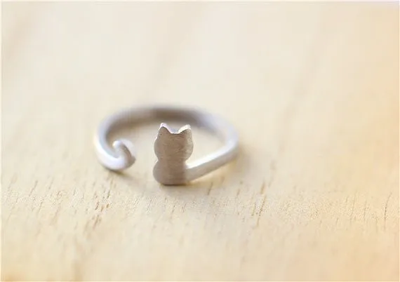 30pcs Handmade Ring Little Cat Kitten Ring Cute Design Sitting Cat Kitty Band Ring Jewelry Gift For Women