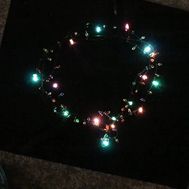 Светящиеся ожерелья для Рождества Хэллоуин украшения партии светодиодные вверх ожерелье пластиковые мигающие бисером огни кулон 3 8za ff