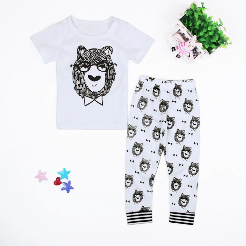 Одежда для новорожденных Наборы Детские Новорожденный ребенок Мальчики с длинным рукавом Panda футболка + полосатые брюки Одежда для младенцев Комплекты Комплекты 0-24М