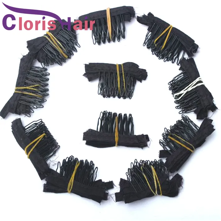 Stainless Steel Lace Wig Clips 6 Teeth Polyester Durable Cloth Wig Combs For Hairpiece Caps Wig Accessories Hair Extension Tools 10-