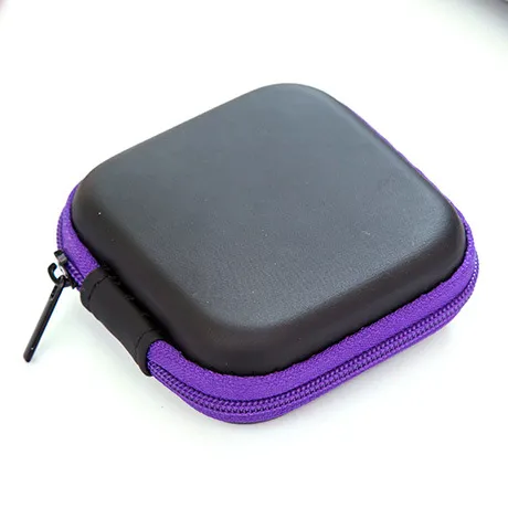 Square EVA Zipper Earphones Container Case Box Storage Carrying Bags Data Lines Box retail bag 7.5*3cm 100pcs/lot