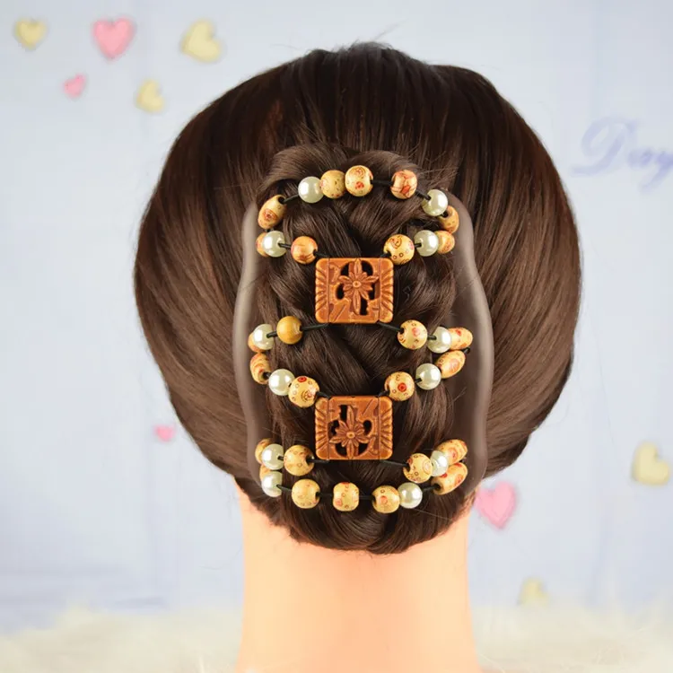 HOT NEW Mixed Different Styles Magic Butterfly Wood/wooden Beads Double Magic Fashion Women Hair Clip /Comb Epacket Free