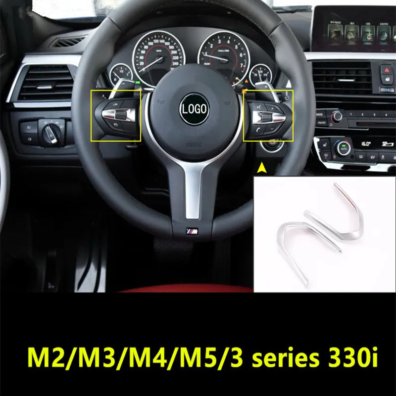 Car Steering Wheel Button Decorative Frame Trim Chrome Styling Sticker For BMW M2 M3 M4 M5 3 Series 330i