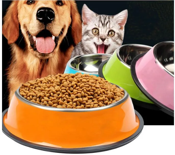 Atacado de Aço Inoxidável Tigela de Cachorro Pet Filhote de Cachorro Gato Cães Alimentos Bebida Água Prato Alimentador Para Cat Puppy 6 cores