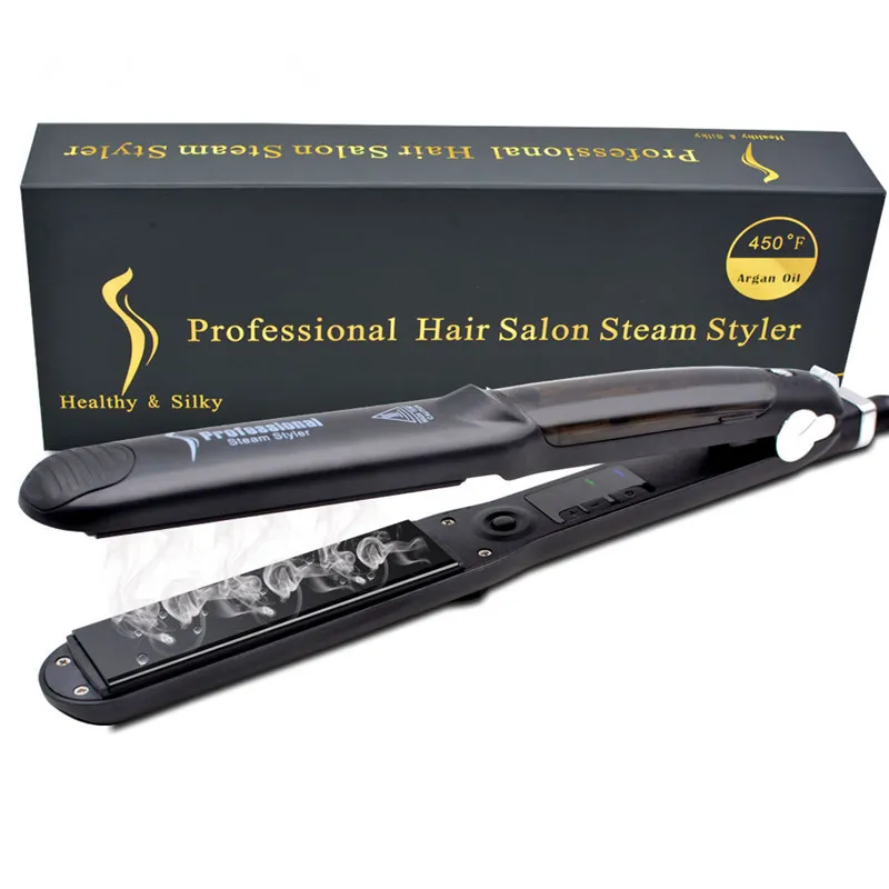 Piastra per capelli Ferri da stiro 450F Salone professionale Steam Styler Vapore in ceramica Stiratura per capelli Strumenti per lo styling per la cura dei capelli