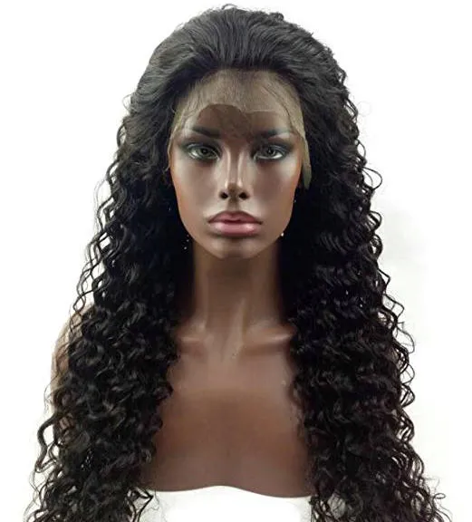 150% densitet 360 spets peruk före plockad djupvåg 360 spets frontal peruk för svarta kvinnor glödlösa djupa våg peruker