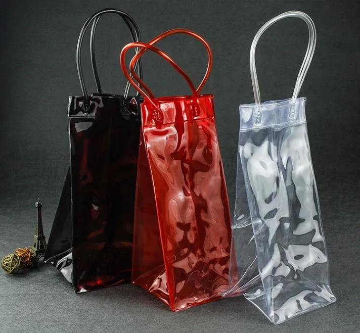 100pcs Ice Wine Cooler PVC Beer Champagne Drink Cooler Bag Outdoors Picnic Frozen Bag Party Gift Bag 11.5*11*22cm SN1398