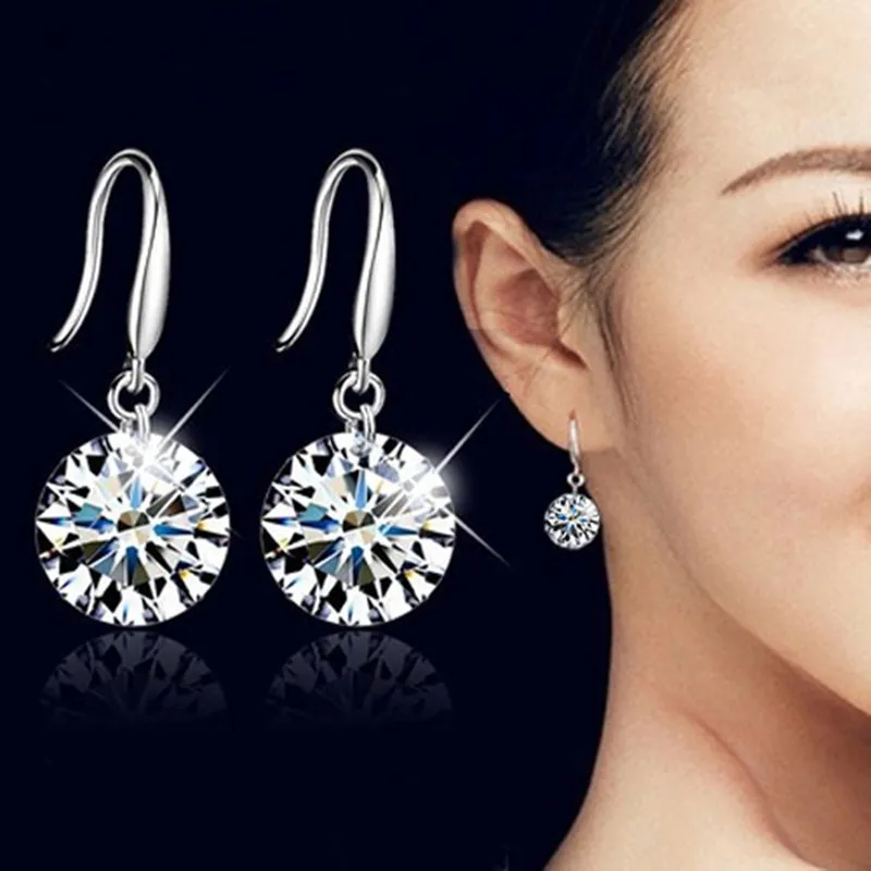 European and American fashion earrings round diamond crystal earrings earrings alloy wild small jewelry