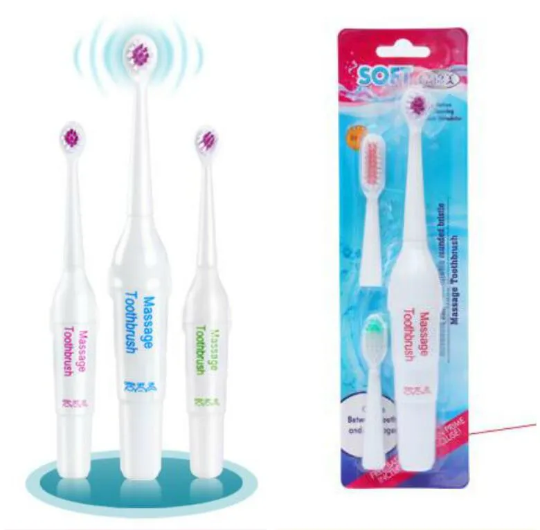 Hot 3 cabeças escova de dentes elétrica tipo rotativo cabeças de escova a pilhas Teethbrush venda quente dentes branqueamento para adultos crianças