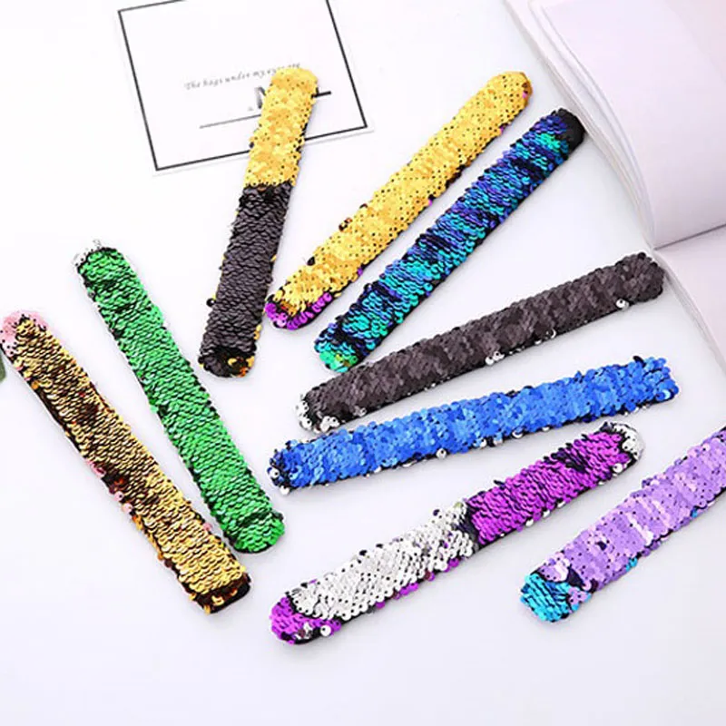 Double Colors Sequin Slappy Bracelets Party Wrist Strap Fashion Wristband For Kids Birthday Holiday Beach ZA6275 From Easy deal 0.94 DHgate.Com