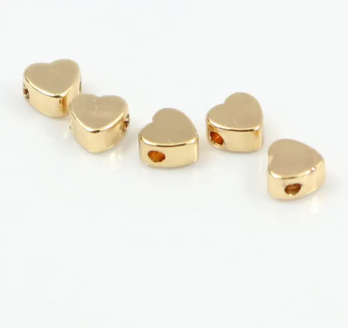 Heart Love Bead Gold plated spacer Beads Jewerly Accessories for Jewelry Making 5mm