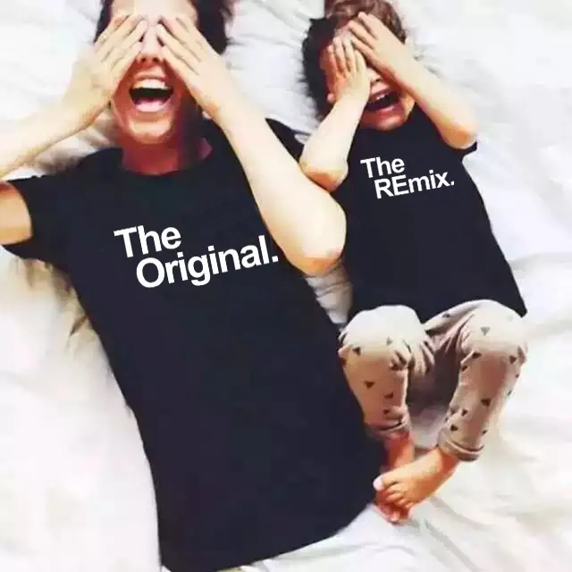 Abiti coordinati la famiglia alla moda The Original The REmix Letter Print Mother Daughter Matching Kids Clothings Mens T shirt Baby Pagliaccetti