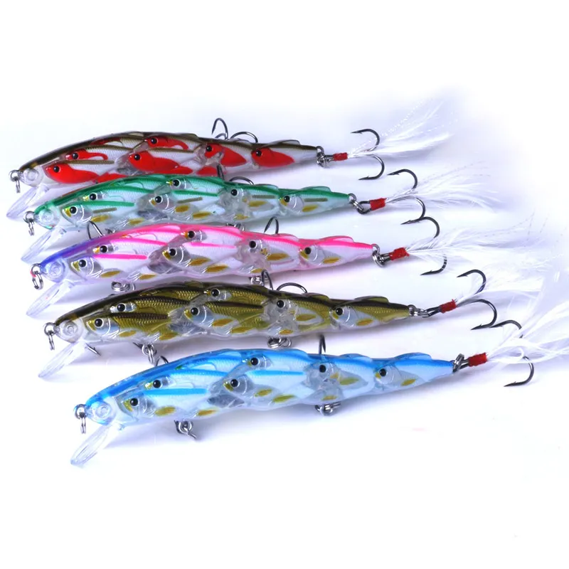 Canlı Hedef Bas Crankbaits Tatlısu Yemler 11.5 cm 15.7g Canlı Lazer Swimbaits Balıkçılık Lures 6 # tüy ile Kanca