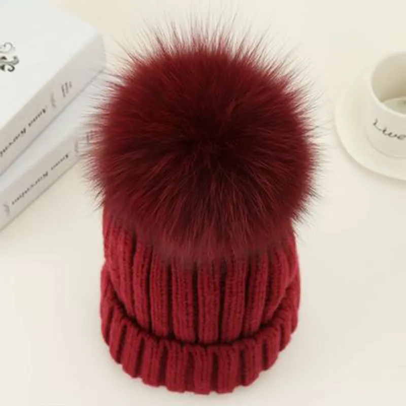 2018 Mink And Fur Pom Poms Winter Hat For Women Girl 's Hat Knitted Beanies Cap Real Fur Ball Cap Brand New Thick Female