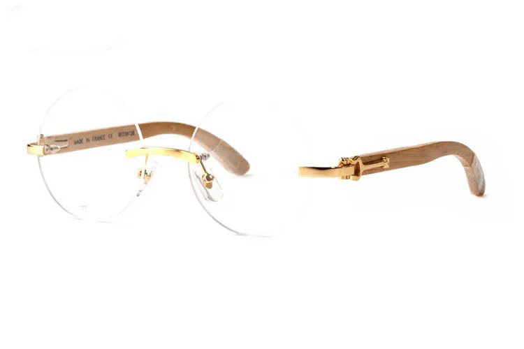 France designer marque lunettes de soleil rondes sans monture jambes en bois lunettes de corne de buffle pour hommes femmes lunettes en bois lunettes de bambou avec re6123508