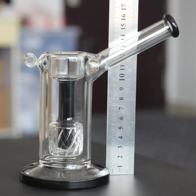 Black Glass Water Pipes Bong Hookahs 7 inch Recycle Creative High Borosilicate Oil Rig Perc Bubblers