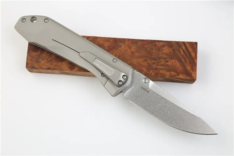 High End 761 Pocket Folding Mes S35VN Stone Wash Blade TC4 Titanium Legering Handvat Kalbekers Messen