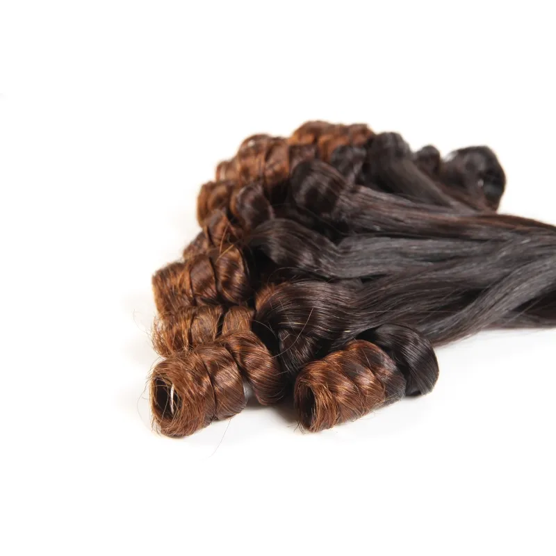Brasilianska Ombre Rose Funmi Hår Brown Bundlar / Ombre Funmi Hair Extensions T1b / 30 Weaves Natural Color