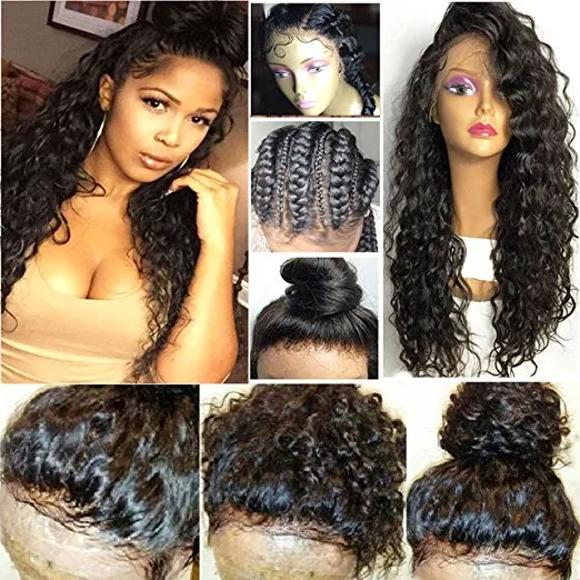 DIVA1 180% density water wave Natural human hair wig pre plucked 360 lace frontal wet wavy peruvian virgin