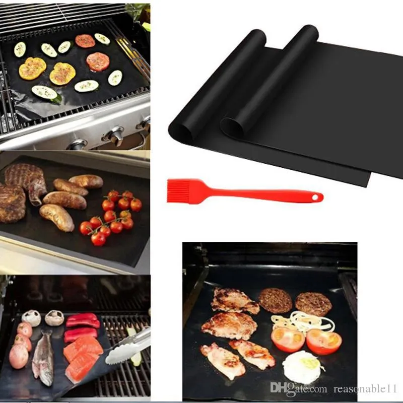 BBQ Grill Matten Blad Teflon Non-Stick Herbruikbare Bakmat Voor Barbecue Grill Sheet Cooking Outdoor BBQ