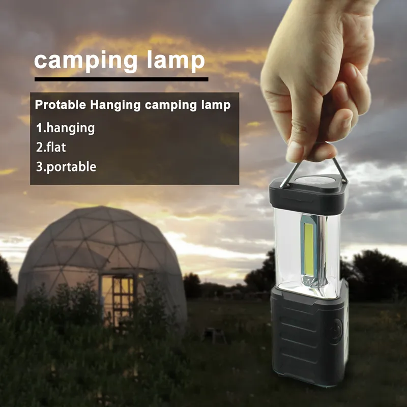 Draagbare LED Camping Lantern Flashlights 18 COB LED's Prismatic Outdoor Tent Light Hand Lamp Batterij Drive Compass Waterproof