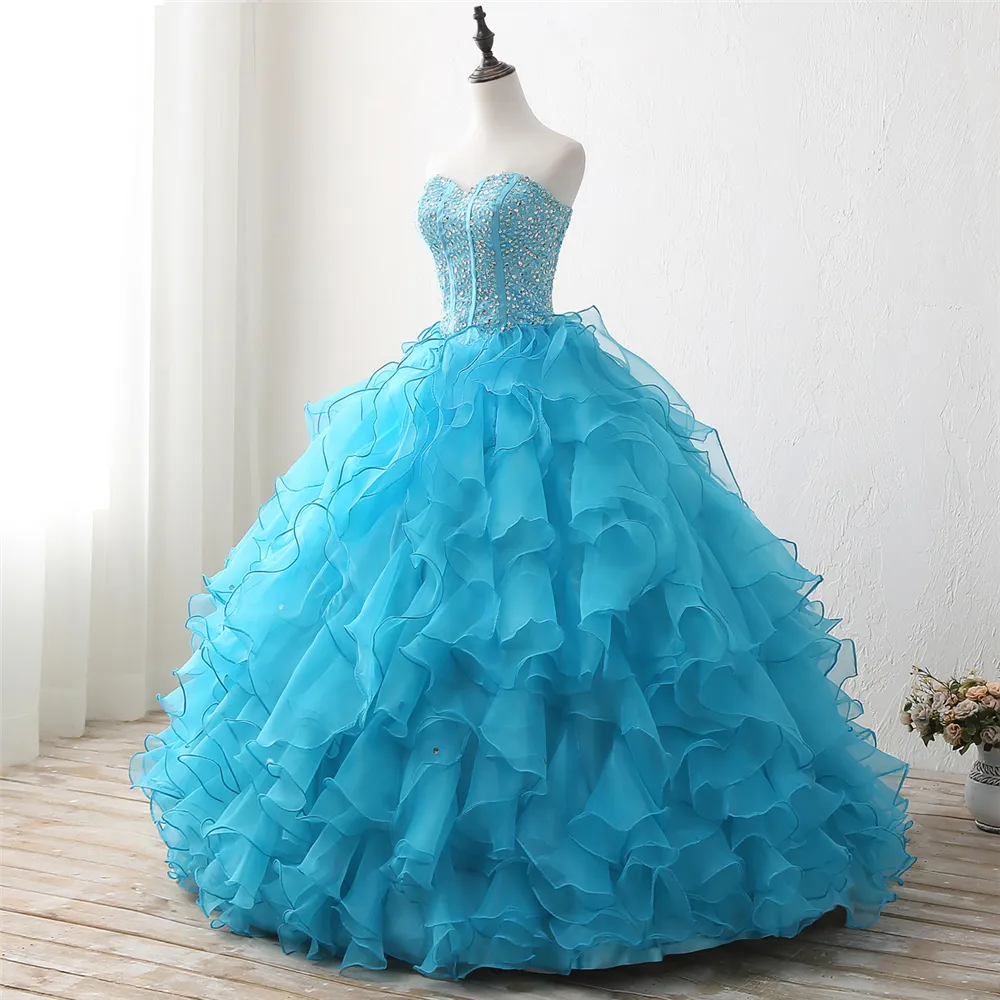 2018 Nowy Przybył Prawdziwe zdjęcie Seksowna Kryształowa Suknia Balowa Quinceanera Dress Z Frezowanie Cekin Sweet 16 Dress Vestido Debiutante Suknie BQ131