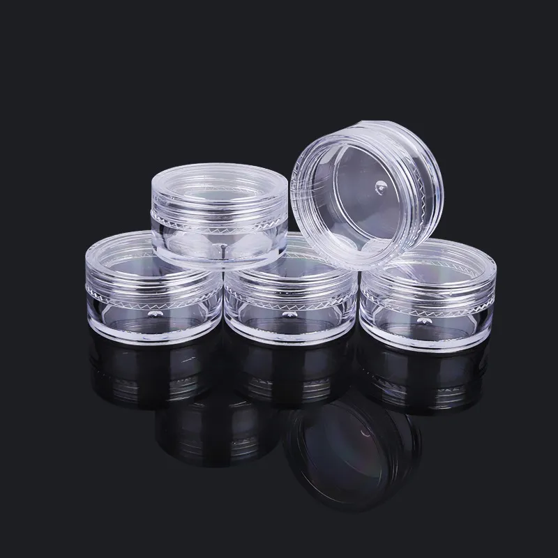 10g/10 ml mini kosmetisk tom burk ca 38 x 21 mm resestorlek plastklart kruka ansikte grädde prov flaskögon ögonskugga makeup läppbalsam behållare