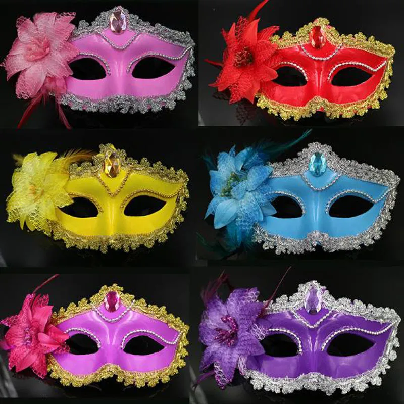 ベネチアンマスカレードマスク女性用 花の羽のデザイン、ハロウィーン