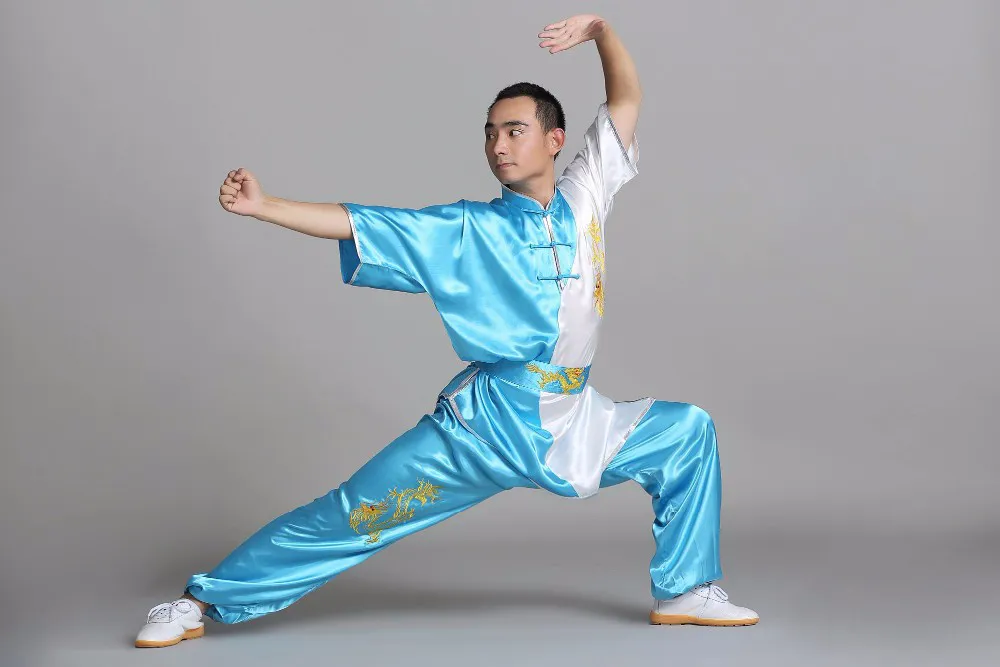 Unisex Short Sleeve Fighter Fu Tai Chi Costume Set For